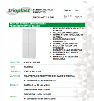 MOBILE ALTO SLIM RATTAN P/SCOPE BIANCO-818