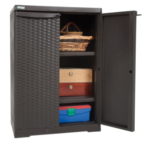 Mobile basso slim rattan wengè 2 piani-0