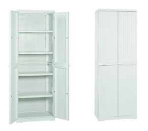 Mobile da esterno alto in rattan 4 piani bianco-1010