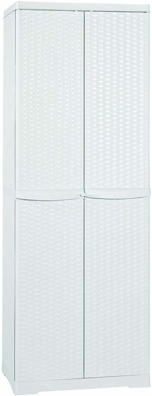 Mobile da esterno alto in rattan 4 piani bianco-0