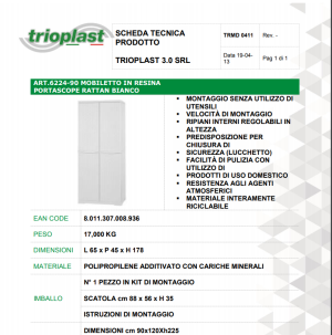 Mobile da esterno alto in rattan 4 piani bianco-820