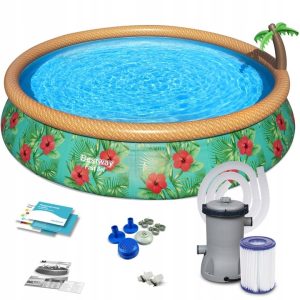 Bestway piscina tonda palms c/anello gonfiabile 457x84 cm-844