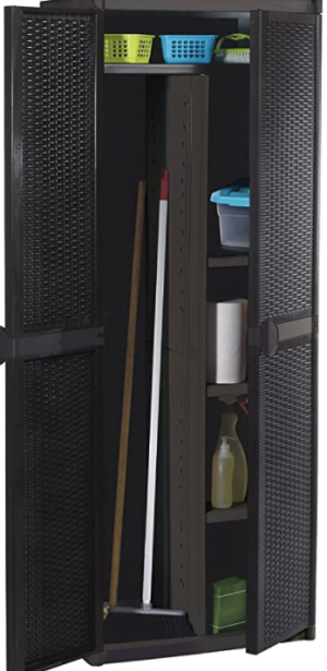 Mobile alto slim rattan porta scope wengè-0