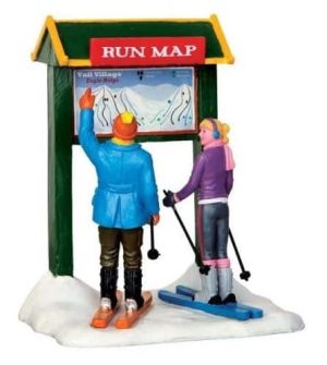 Lemax soggetto sciatori davanti alla mappa 43088-0