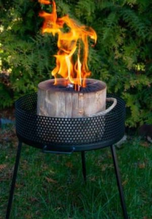 Braciere tondo in ferro batturo nero-0