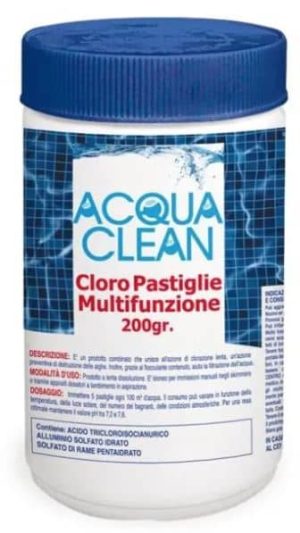 Cloro multifunzione in pastiglie 200gr per piscine-0