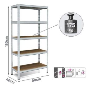 Scaffale in kit 5 ripiani Silver 175-2616