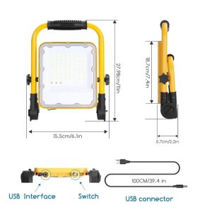Faro led portatile ricaricabile 100w 2400Lm 6500k°-3717