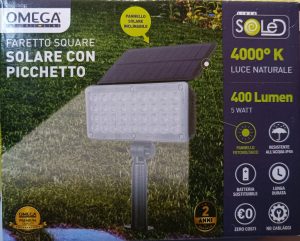 Faretto led solare Square con picchetto 5W 400Lm-0