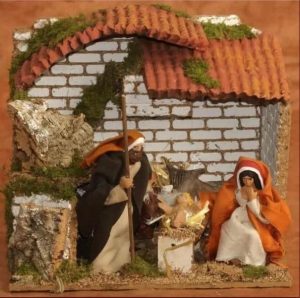 Natività con doppio movimento con luce 23x18 cm-0