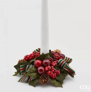 Corona agrifoglio con nastro d21 green red-4366