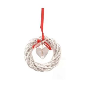 Corona dietro porta natalizia bianca in legno-0