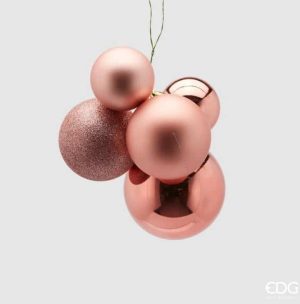 Grappolo natalizio 5 palle pvc rosa-0