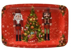 Piatto decorato rettangolare rosso-0