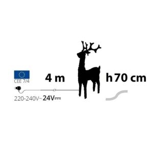 Renna Natalizia luminosa 100 led H 70 cm-4288